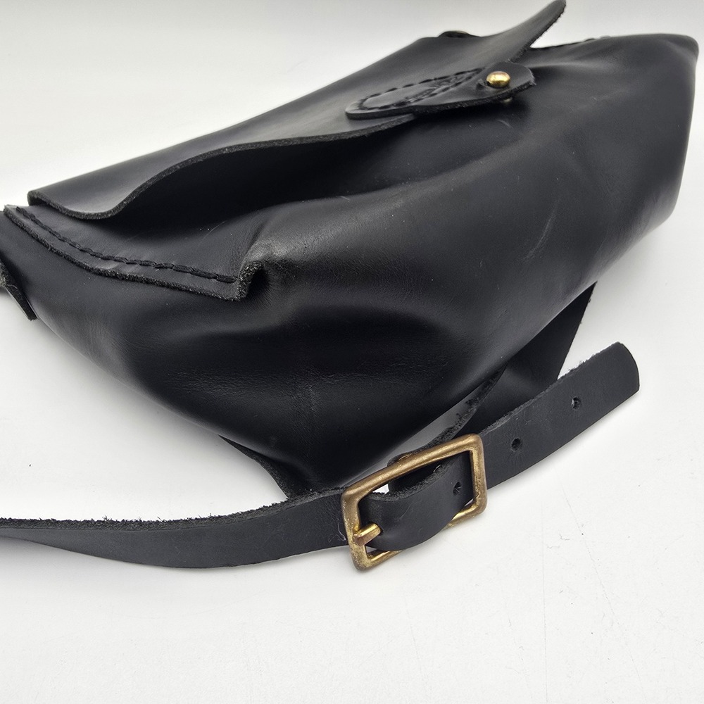 Eleven 10 Leather Crossbody Bag Black Adjustable Strap Brass Hardware - Picture 11 of 13